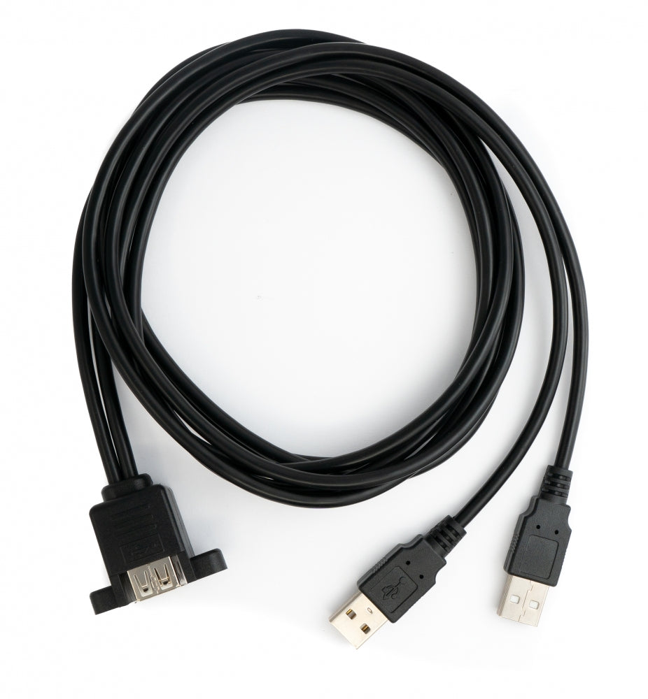 Cable USB 2.0 de doble puerto 150 cm tipo A adaptador hembra a macho tornillo negro