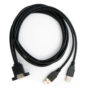 SYSTEM-S USB 2.0 Dual Port Cable 150 cm Type A Female to Male Adapter Screw Black