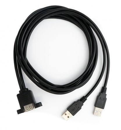 Cable USB 2.0 de doble puerto 150 cm tipo A adaptador hembra a macho tornillo negro