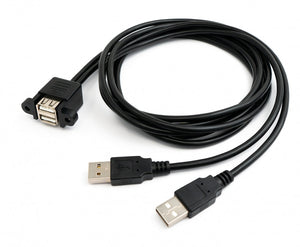 SYSTEM-S USB 2.0 Dual Port Cable 150 cm Type A Female to Male Adapter Screw Black