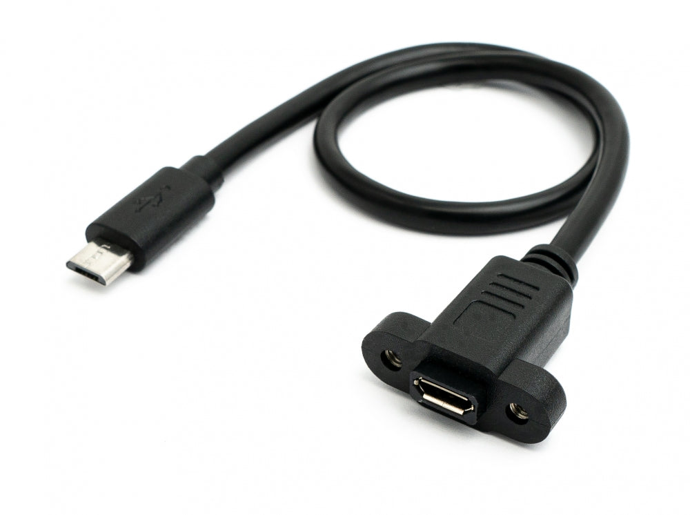 SYSTEM-S USB 2.0 Kabel 30 cm Micro B Stecker zu Buchse Adapter Schraube in Schwarz