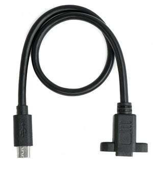 SYSTEM-S USB 2.0 cable 30 cm Micro B male to female adapter screw in black