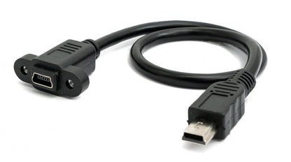 Cable USB 2.0 30 cm mini adaptador macho a hembra tornillo en color negro