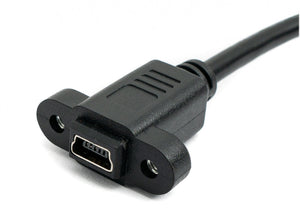 Câble USB 2.0 30 cm adaptateur mini mâle vers femelle à vis noir