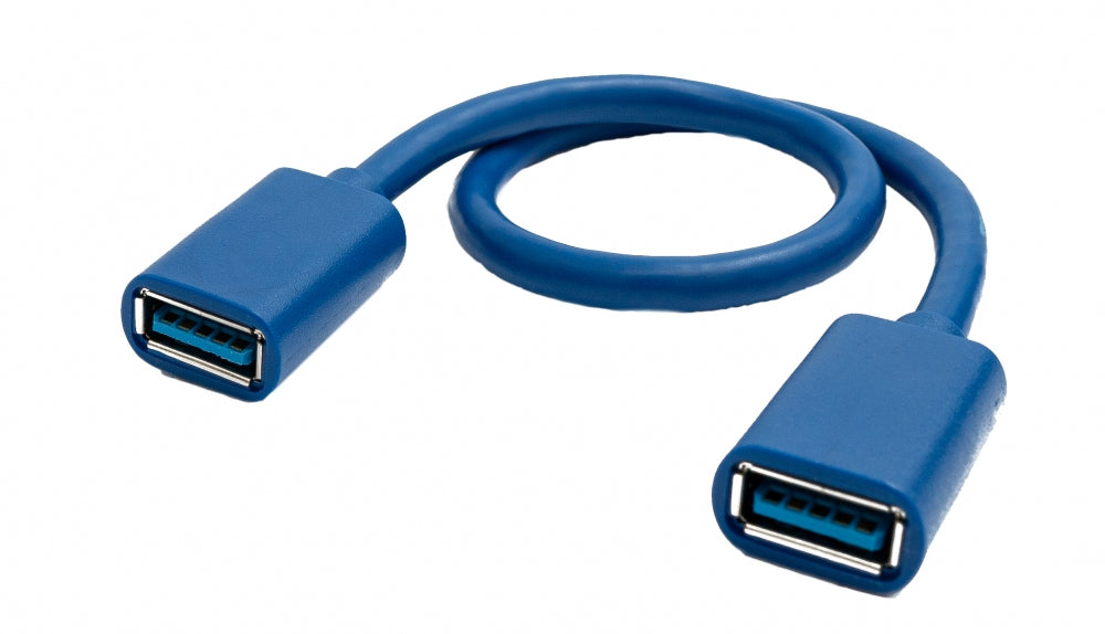 SYSTEM-S USB 3.0 cable 30 cm type A female to female adapter in blue