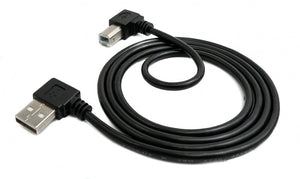 SYSTEM-S USB 2.0 Kabel 50 cm Typ A Stecker zu B Stecker Winkel in Schwarz