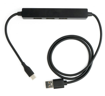 USB Hub 2.0 Type A male to 3x A female & 3.1 Type C male 55 cm in black