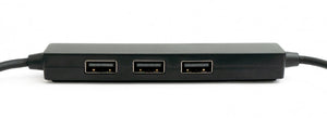 Hub USB 2.0 Tipo A macho a 3x A hembra y 3.1 Tipo C macho 55 cm en negro