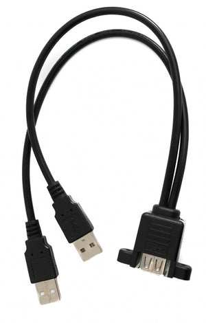 SYSTEM-S USB 2.0 Dual Port Cable 30 cm Type A Female to Male Adapter Screw Black