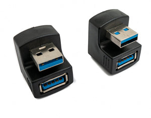 2x Adaptador USB 3.0 180° tipo A cable macho a hembra en color negro