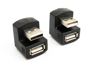 2x adaptateur USB 2.0 180° type A mâle vers femelle câble noir