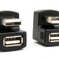 SYSTEM-S 2x USB 2.0 180° Adapter Typ A Stecker zu Buchse Kabel in Schwarz