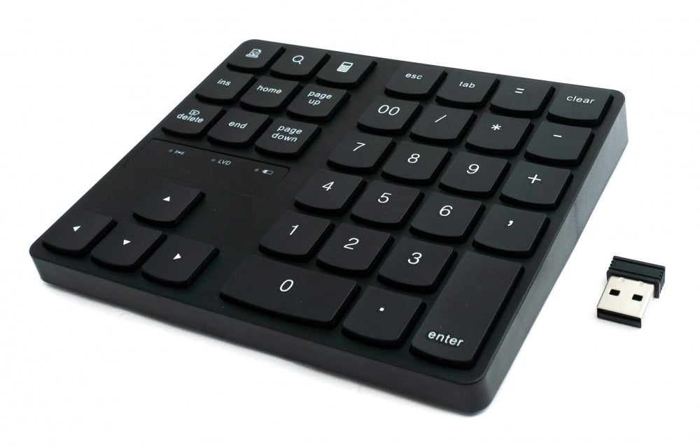 SYSTEM-S Numpad Bluetooth 3 2.4 GHz numeric keypad keyboard with battery USB in black