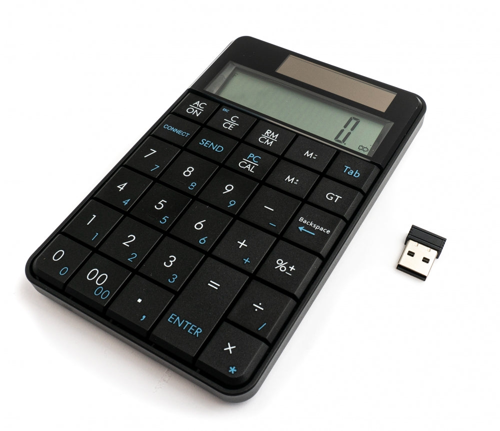 Calculatrice numérique 2 en 1, clavier solaire, pavé numérique avec USB, noir