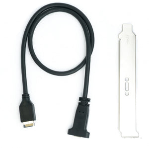 SYSTEM-S USB 3.1 Kabel 50cm Typ E Stecker zu Typ C Buchse PCI Schraube Adapter in Schwarz