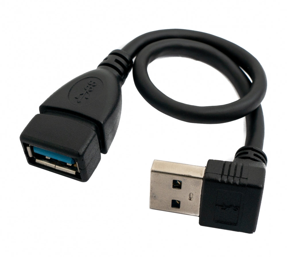 Cable USB 3.0 20 cm tipo A macho a hembra ángulo en color negro