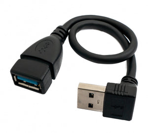 SYSTEM-S USB 3.0 cable 20 cm type A male to female angle in black