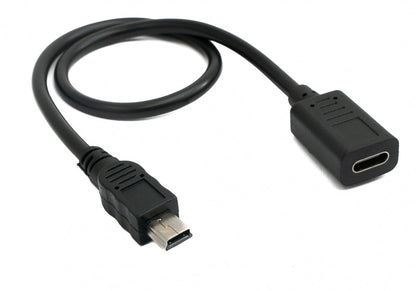 SYSTEM-S USB 3.1 cable 30 cm type C female to 2.0 mini male adapter in black