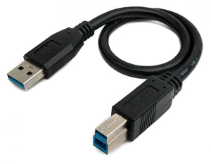 SYSTEM-S USB 3.0 Kabel 30 cm Typ B Stecker zu A Stecker Adapter in Schwarz