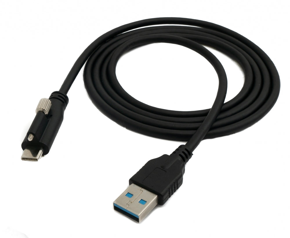 SYSTEM-S USB 3.1 cable 1.2 m type C plug to A plug screw adapter in black