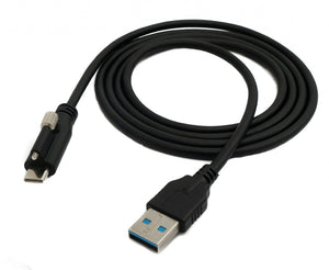 SYSTEM-S USB 3.1 cable 1.2 m type C plug to A plug screw adapter in black