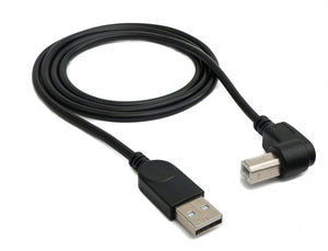 SYSTEM-S USB 2.0 Kabel 100 cm Typ B Stecker zu A Stecker Winkel Adapter in Schwarz