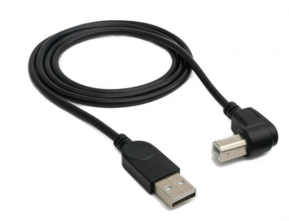 SYSTEM-S USB 2.0 Kabel 100 cm Typ B Stecker zu A Stecker Winkel in Schwarz