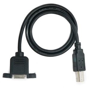 SYSTEM-S USB 2.0 Kabel 50 cm Typ B Stecker zu Buchse Schraube Adapter in Schwarz