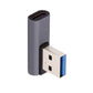 SYSTEM-S USB 3.1 Gen 2 Adapter Typ C Buchse zu 3.0 Typ A Stecker Winkel Kabel in Grau