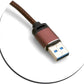 System-S Micro USB to USB A 3.0 cable 100 cm leather look in brown