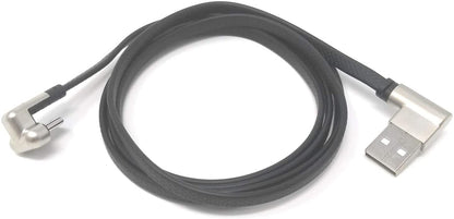 System-S USB 3.1 Typ C Kabel mit Winkel Stecker aus Metall Flachband 123 cm, schwarz
