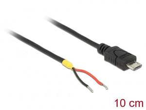 Delock 82697 10 cm Kabel USB 2.0 Micro-B Stecker auf 2 x offene Kabelenden Strom 10 cm Raspberry Pi