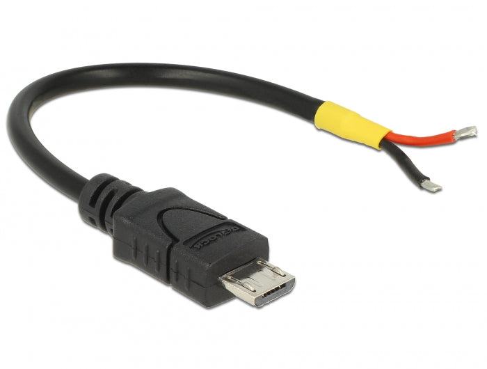 Delock 82697 10 cm Kabel USB 2.0 Micro-B Stecker auf 2 x offene Kabelenden Strom 10 cm Raspberry Pi