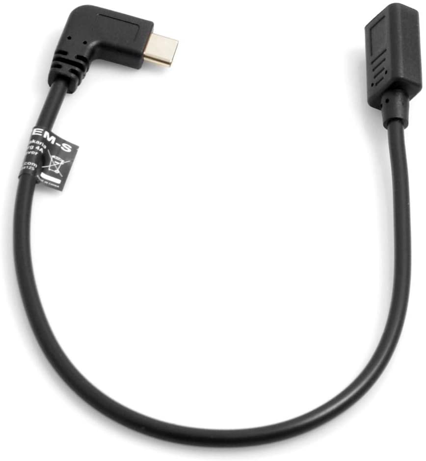 System-S USB Type C to USB Type C cable, 90 degree angled 30cm