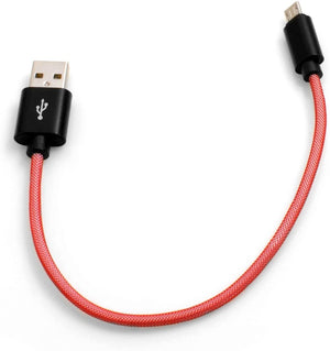 System-S Micro USB Cable to USB A 2.0 Braided Nylon Jacket Red 25 cm