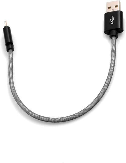System-S Micro USB (Male) zu USB A 2.0 (Male) Kabel 25 cm geflochtene Nylon Ummantelung Grau