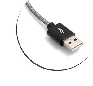 System-S Micro USB (Male) zu USB A 2.0 (Male) Kabel 25 cm geflochtene Nylon Ummantelung Grau