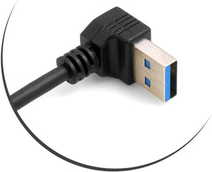 Câble USB System-S type A 3.0 angle vers le haut vers USB type C 3.1 coudé 28 cm