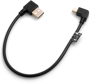 SYSTEM-S Mini USB 90° Cable Left Angled Connector to USB Type A (Male) 90° Right Angled Cable Data Cable Charging Cable 20cm
