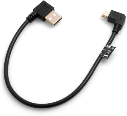 SYSTEM-S Mini USB 90° Kabel Links gewinkelt Winkelstecker auf USB Typ A (Male) 90° rechts gewinkelt Kabel Datenkabel Ladekabel 20cm