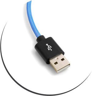 System-S Micro USB cable to USB A 2.0. (Male) 25 cm Braided Nylon Sheath Blue