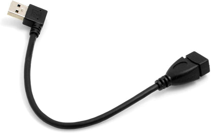 System-S USB Kabel 23cm Typ A 3.0 (female) zu USB Typ A 3.0 (male) 90 Grad Rechts gewinkelt 23cm, Schwarz