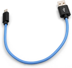 System-S Micro USB cable to USB A 2.0. (Male) 25 cm Braided Nylon Sheath Blue