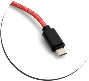 System-S Micro USB Cable to USB A 2.0 Braided Nylon Jacket Red 25 cm