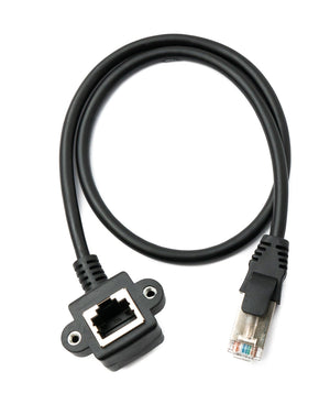 Câble LAN SYSTEM-S 60 cm Prise 8P8C vers fiche RJ45 adaptateur à vis coudé en noir