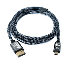 Cavo HDMI 2.1 150 cm tipo A adattatore maschio a micro maschio intrecciato nero