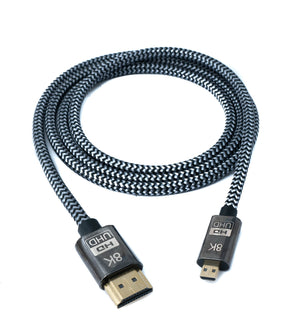 Cavo HDMI 2.1 100 cm tipo A maschio a micro maschio intrecciato nero