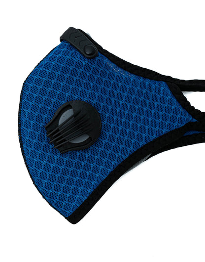 SYSTEM-S Staub Maske austauschbarer Aktivkohle Filter Nylon für Outdoor Jogging Blau