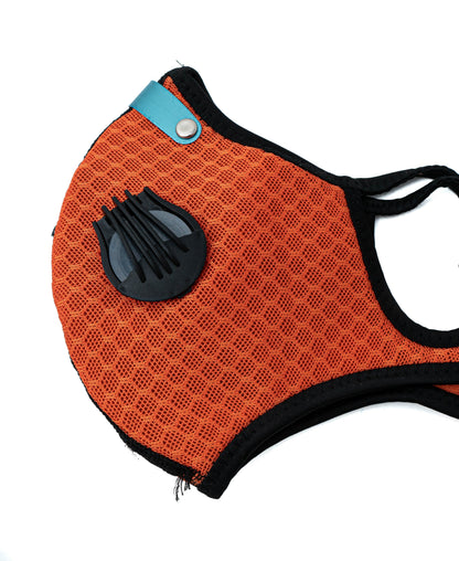 SYSTEM-S Staub Maske austauschbarer Aktivkohle Filter Nylon für Outdoor Jogging Orange