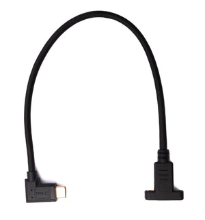 SYSTEM-S USB 3.1 Kabel 30 cm Typ C Stecker zu Buchse Schraube Winkel Adapter in Schwarz